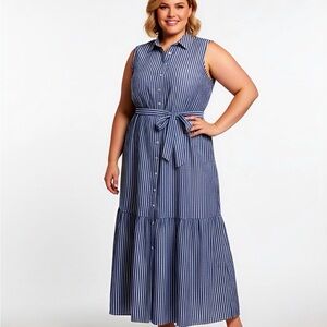 Tommy Hilfiger Navy Striped Maxi Dress
